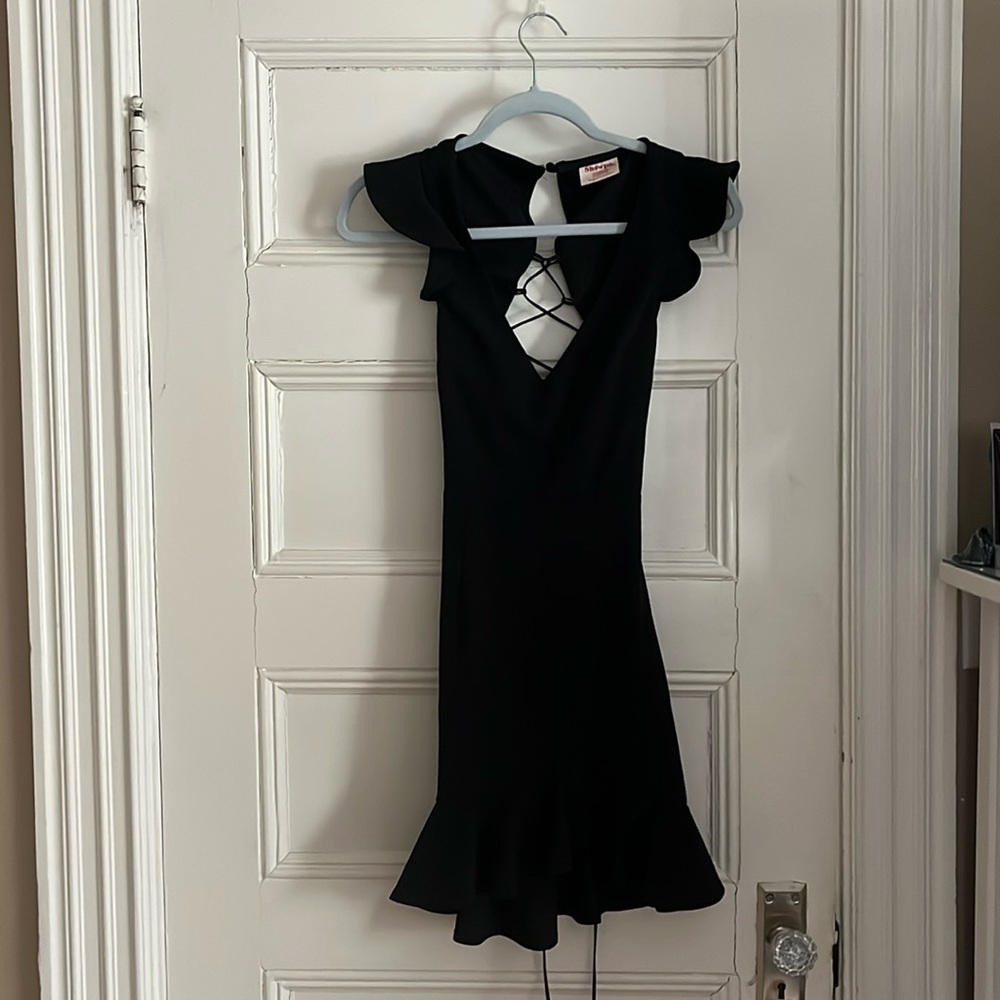 LBD cute dress with open back tie design
